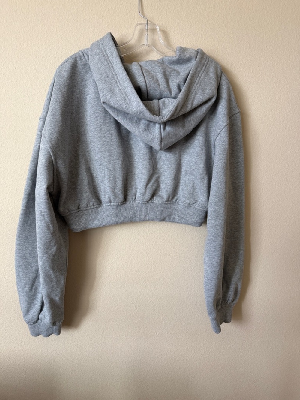 For Love And Lemons Josie Cropped Gray Hoodie Sweatshirt - Picture 6 of 6